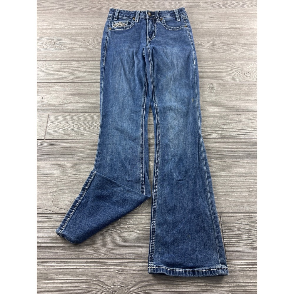 Rock and Roll Cowgirl Mid Rise Bootcut Jeans Blue Embroidered W25 L32